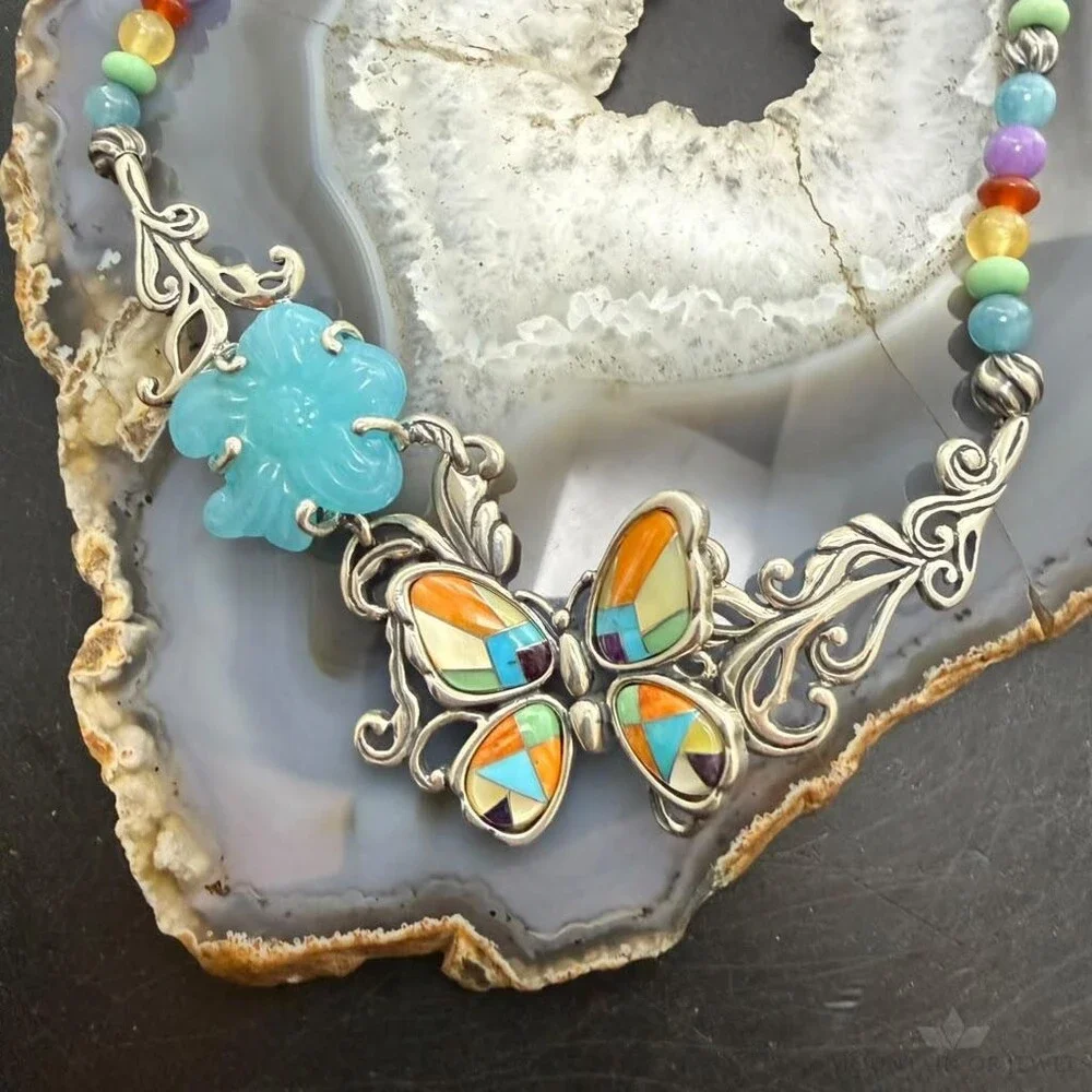 Carolyn Pollack Sterling Inlay Butterfly & Multistone Beads 15